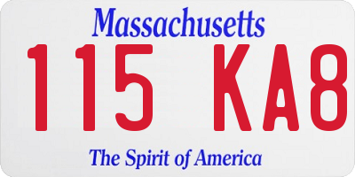 MA license plate 115KA8