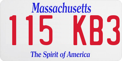 MA license plate 115KB3