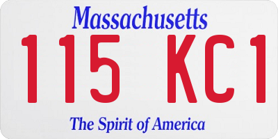 MA license plate 115KC1