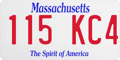 MA license plate 115KC4