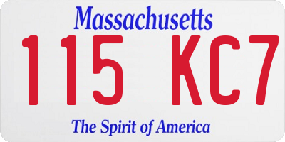 MA license plate 115KC7