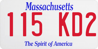 MA license plate 115KD2