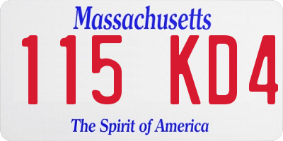 MA license plate 115KD4