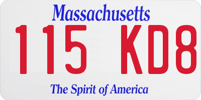 MA license plate 115KD8