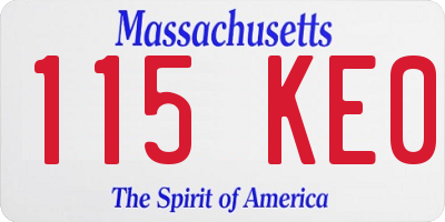 MA license plate 115KE0