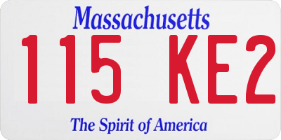 MA license plate 115KE2