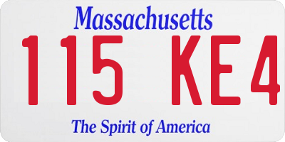 MA license plate 115KE4