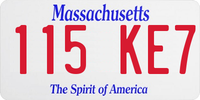MA license plate 115KE7