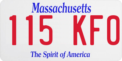 MA license plate 115KF0