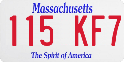 MA license plate 115KF7