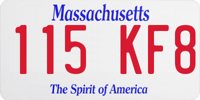 MA license plate 115KF8