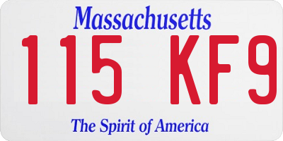 MA license plate 115KF9