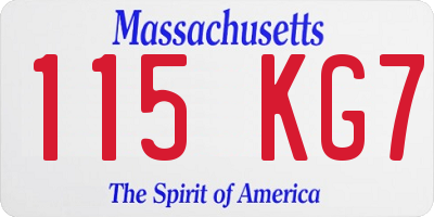 MA license plate 115KG7
