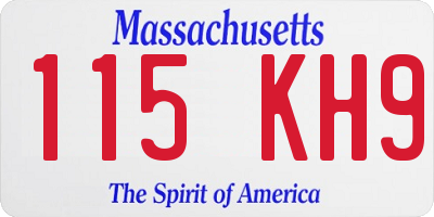 MA license plate 115KH9