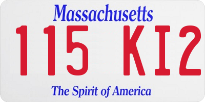 MA license plate 115KI2