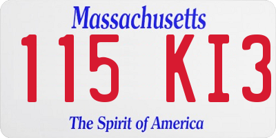MA license plate 115KI3