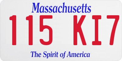 MA license plate 115KI7