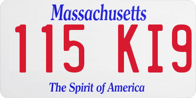 MA license plate 115KI9