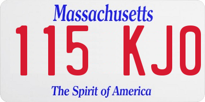 MA license plate 115KJ0