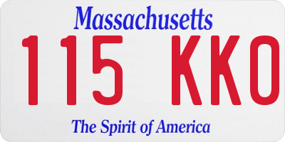 MA license plate 115KK0