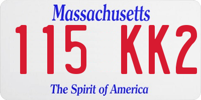 MA license plate 115KK2