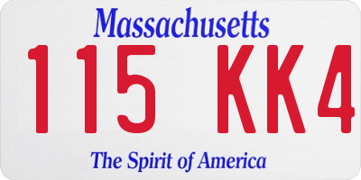 MA license plate 115KK4