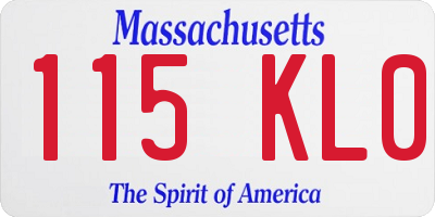 MA license plate 115KL0