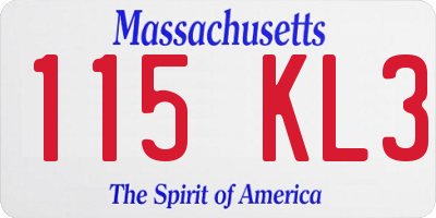 MA license plate 115KL3