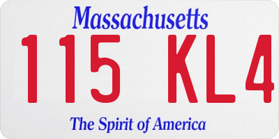 MA license plate 115KL4
