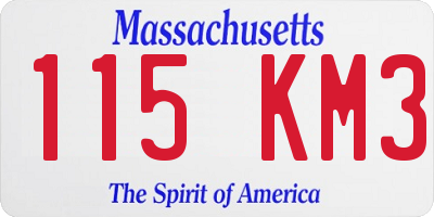 MA license plate 115KM3