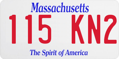 MA license plate 115KN2