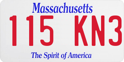 MA license plate 115KN3
