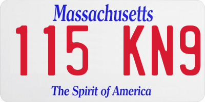 MA license plate 115KN9