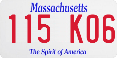 MA license plate 115KO6