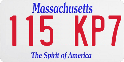 MA license plate 115KP7