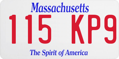 MA license plate 115KP9