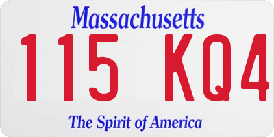 MA license plate 115KQ4