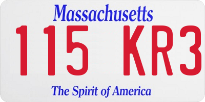 MA license plate 115KR3