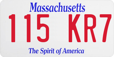 MA license plate 115KR7