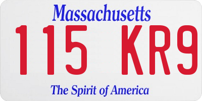 MA license plate 115KR9