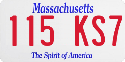 MA license plate 115KS7