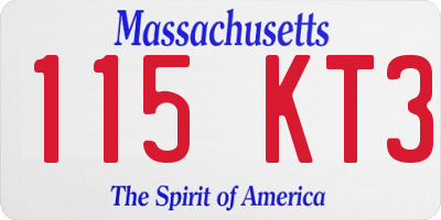 MA license plate 115KT3