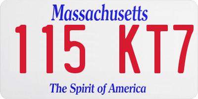 MA license plate 115KT7