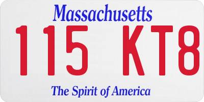 MA license plate 115KT8