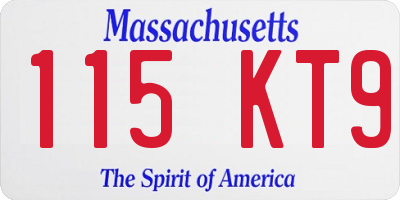 MA license plate 115KT9