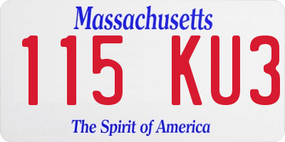 MA license plate 115KU3