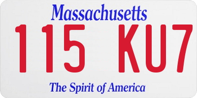 MA license plate 115KU7