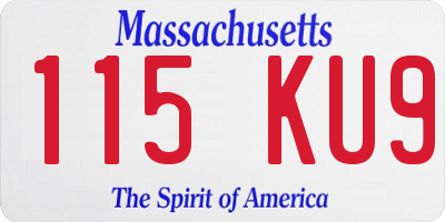 MA license plate 115KU9