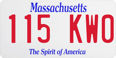 MA license plate 115KW0