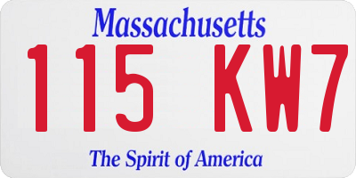 MA license plate 115KW7